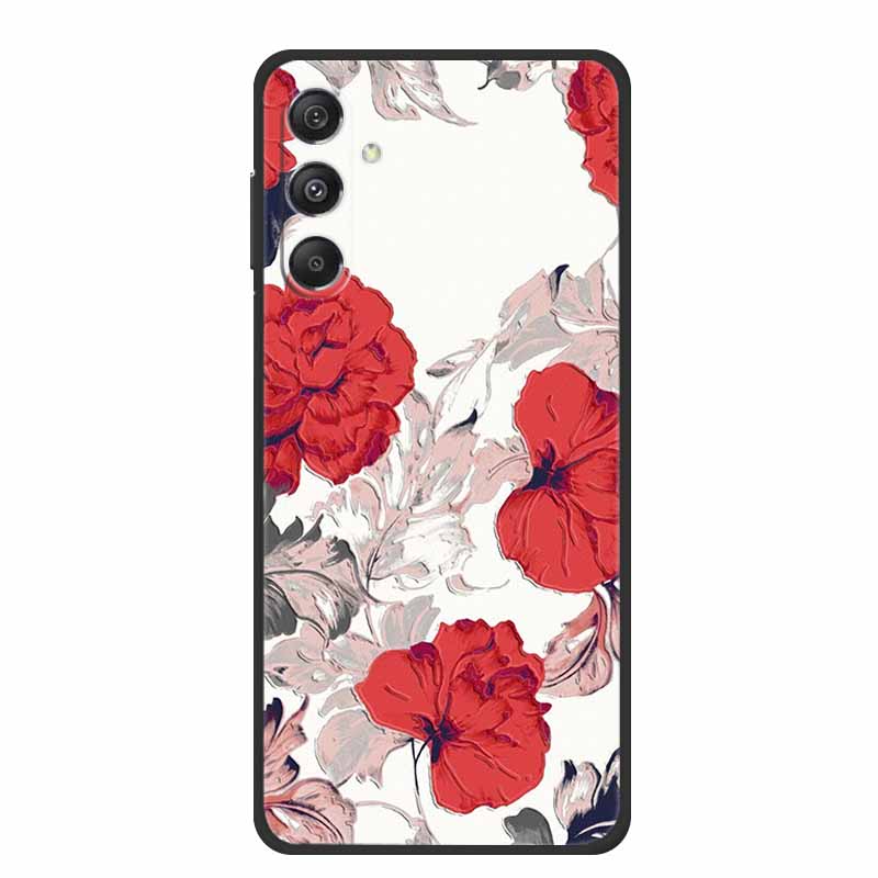 3D Emboss Case For Samsung Galaxy S25 FE Case Flowers Black Silicone Soft Back Cover For Samsung S25 Plus M36 Phone Case Shell