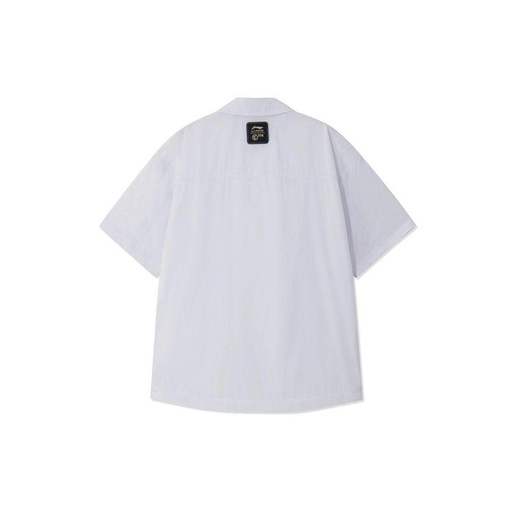Li-Ning X Chinatown Market Co-Branded Series Plain Multi-Pocket Loose Short Sleeve Shirt Men Tops White ASHR129-1