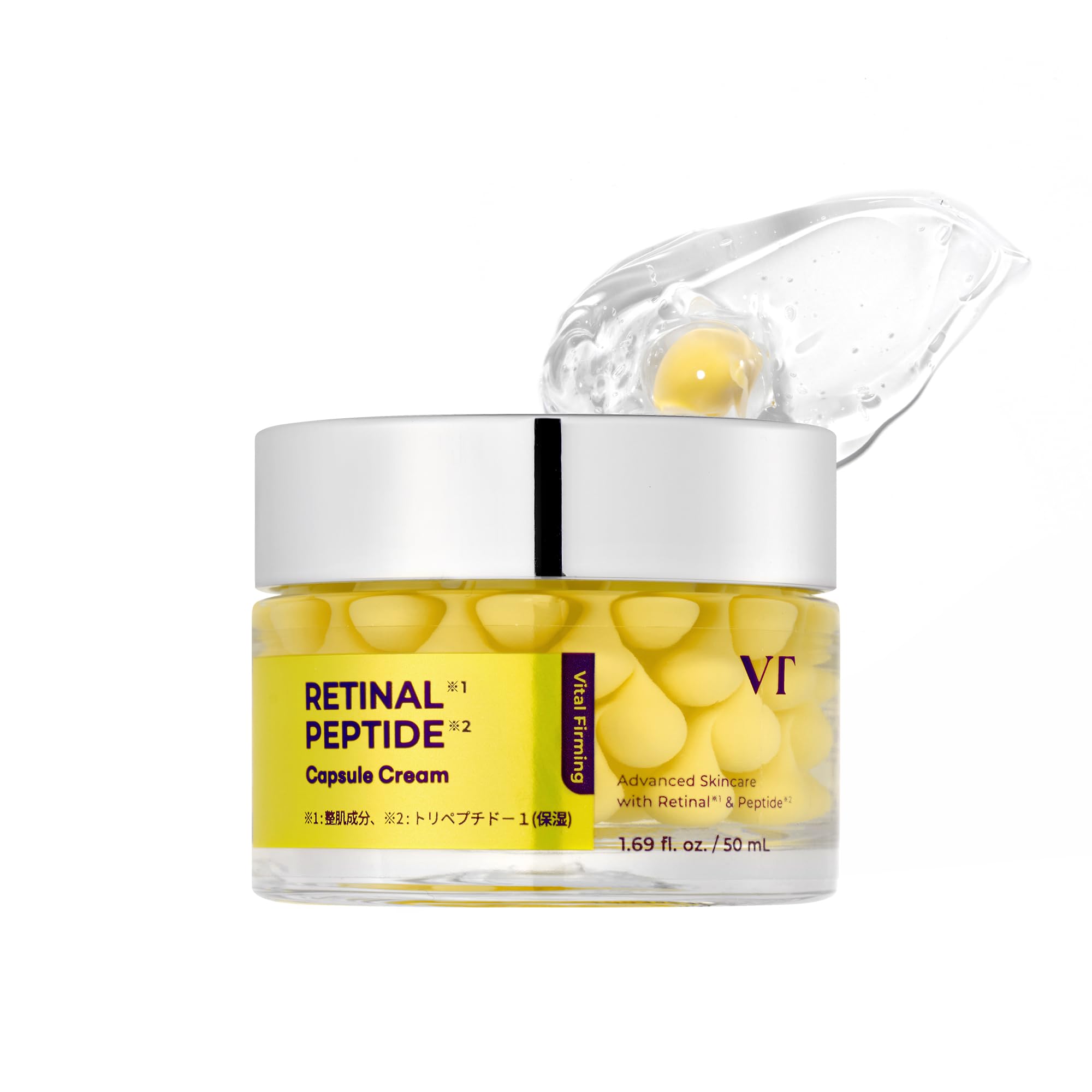 VTCOSMETICS Retinal Peptid Kapselcreme: Feuchtigkeitscreme für intensive Hydratation, Festigkeit, Elastizität, reduzierte Schwellungen und glatte Haut.