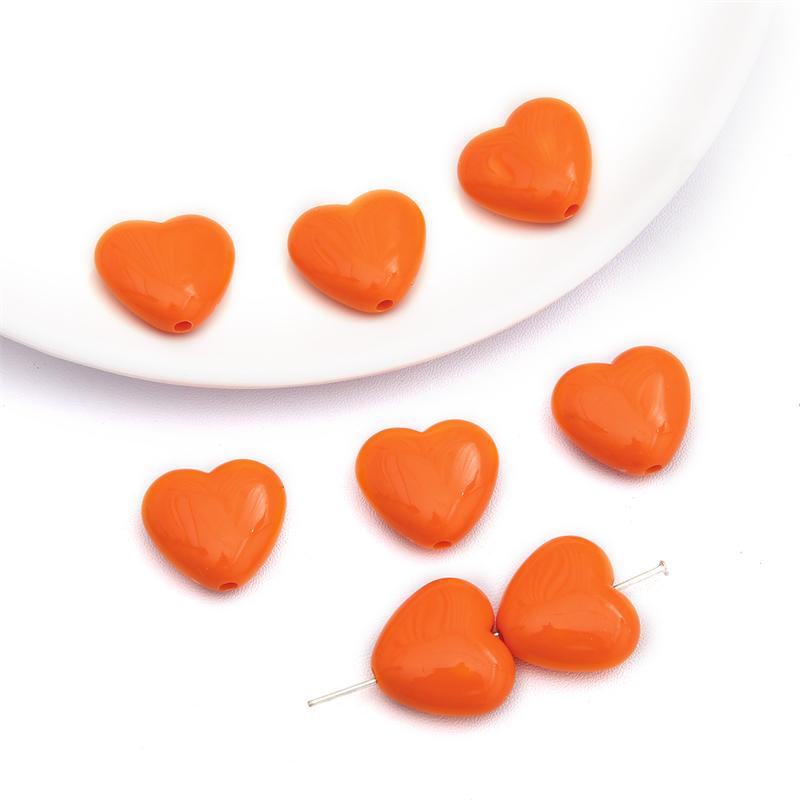 20Pcs Acrylic Solid Color Smooth Peach Heart Beads For DIY Necklace Bracelet Earrings Jewelry Making Craft Accessories