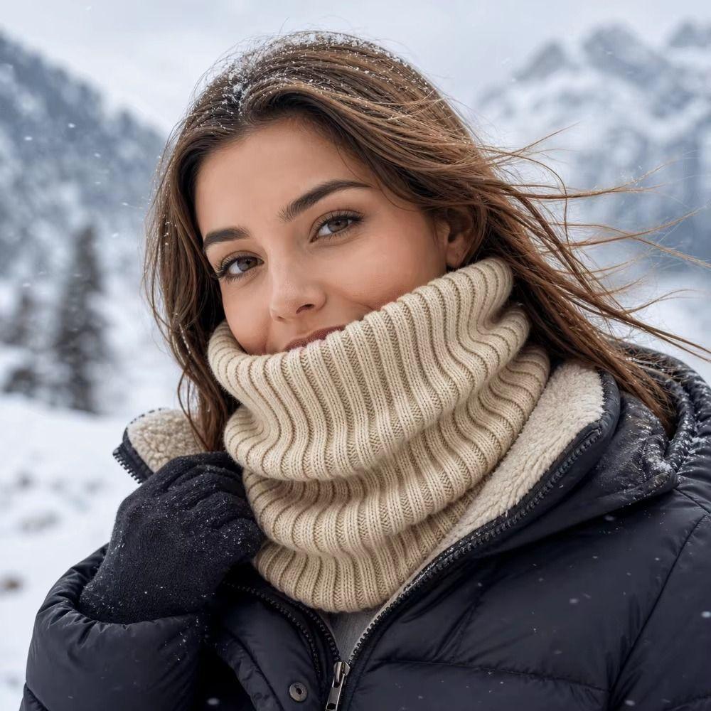 Thickened Knitted Scarf Striped Knitted Neck Warmer Skin-friendly Neck Gaiter Cycling
