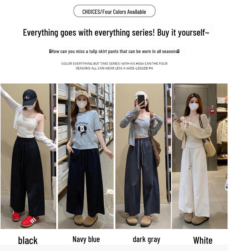 Women's Slimming Wide-Leg White Nine-Point Pants - Quick-Dry, Versatile, Casual