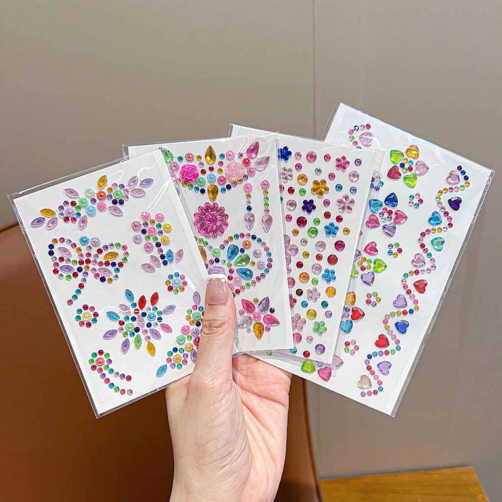 Acrylic Rhinestone Sticker Set: Heart, Crown, Butterfly, Moon, Animal Designs