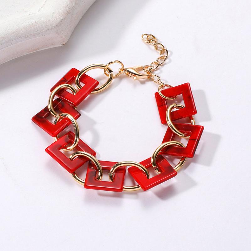 Resin Jewelry, Simple Retro Bracelet Color Matching Geometric Acrylic Bracelet Women красный