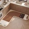 L-shaped Kitchen Carpet Cute Cartoon Diatom Mud Floor Mat Creative Water-absorbing Corner Bathroom Mats Non-slip Washable Rug IG