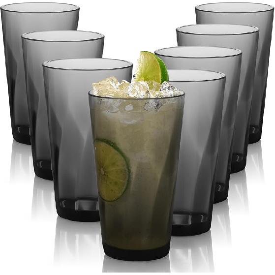 Plastic Tumblers Cups, [UNBREAKABLE Acrylic] Plastic Water Tumbler Drinking Glasses, 13-Ounce Set of 4, Shatter-Proof, Dishwasher Safe, BPA Free,