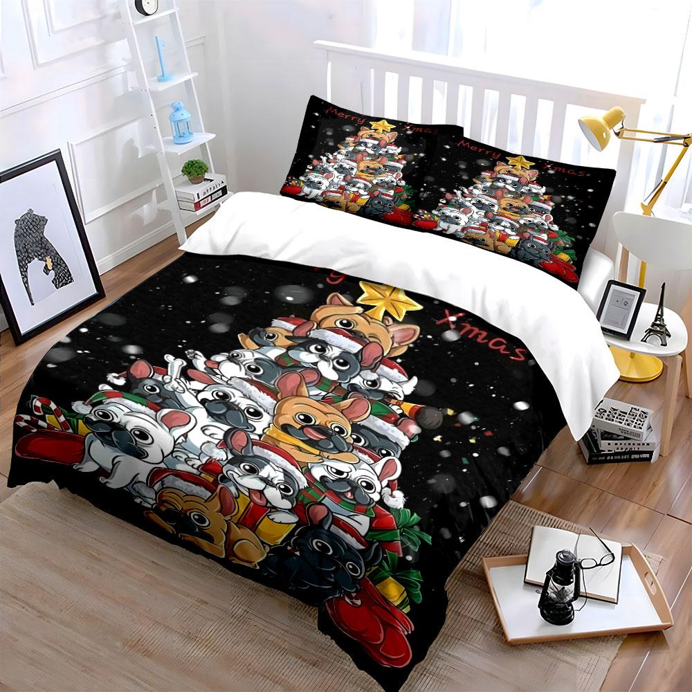 Dogs arranged as Christmas tree. Bedding sets Duvet cover sets Duvet covers Pillowcases(1 * Duvet Cover 2 * Pillowcases without duvet insert)