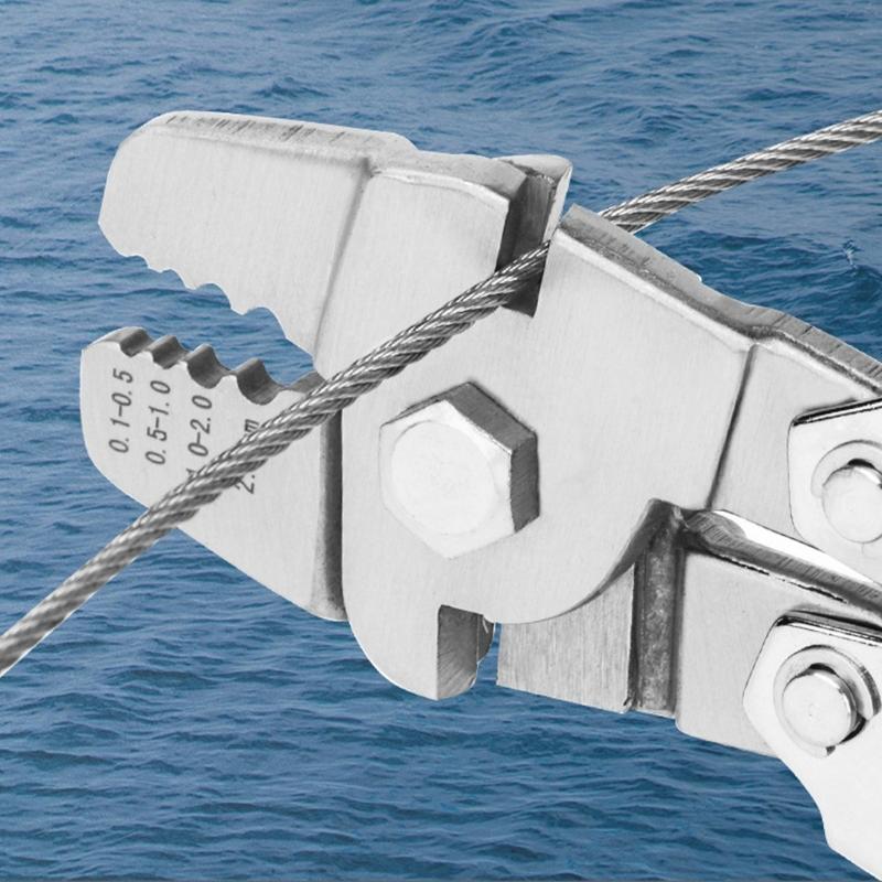 Drahtseil Crimpwerkzeug Zange Quetschwerkzeug mit Aluminiumringen Hülsen Kit Bis zu 2,2 mm für Angelschnüre und Technische Arbeiten