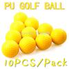10Pcs/Lot Soft Indoor Practice Pu Yellow Golf Balls Training Aid Drop Shipping Wholesale Gift For Golfers