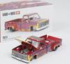 True Scale Miniature Model Car Chevrolet Silverado Dual On Fire V1 Red and Flame Limited Edition Diecast Model Car by Kaido House KHMG127 1/64