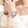 MINIFOCUS Women's Light Luxury Watch with Square Case Mother-of-Pearl Dial Stainless Steel Strap Luminous Hands Relogios