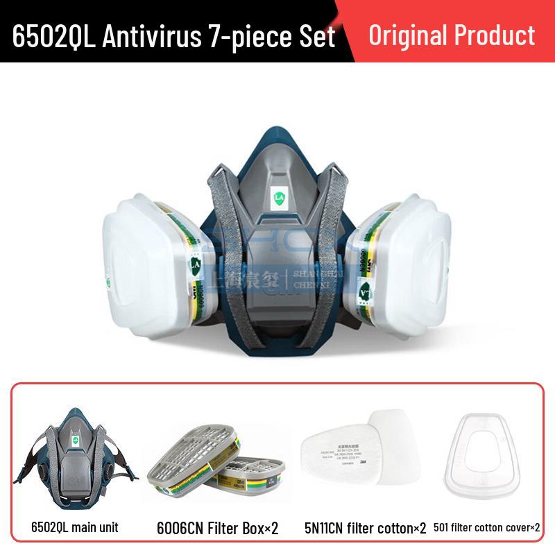 3M 6502QL Snabbspänne Anti-Formaldehyd Silikonmask Set för Skydd mot Sprutmålning