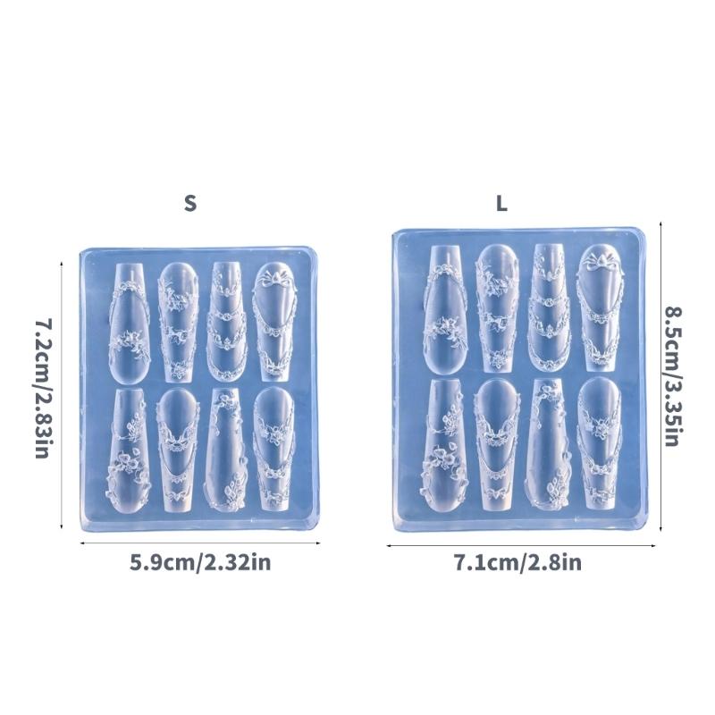 Sculpted Frame Nail Art Silicone Mold Flexible Reusable Template for Resin Charms Creative Crafting Accessories Manicure