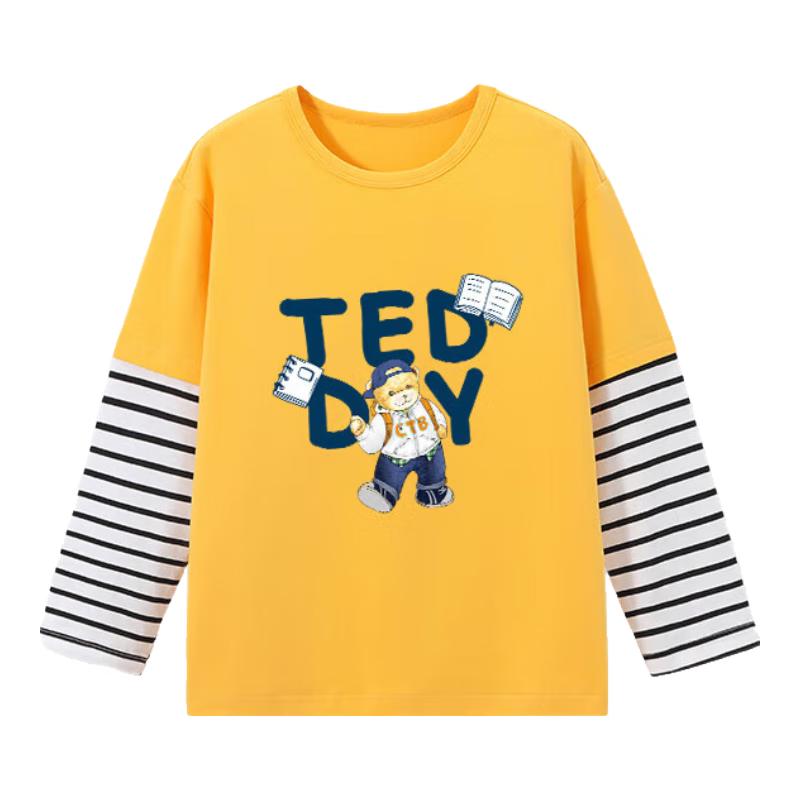 Classic Teddy Boy s Faux Two-Piece Long Sleeve T-Shirt 110