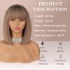 MISS WIG Ombre Brown Blonde Color Women Fashion Short Straight Bob Wig with Bangs Synthetic Fiber Natural Bob Daily Wear Wig