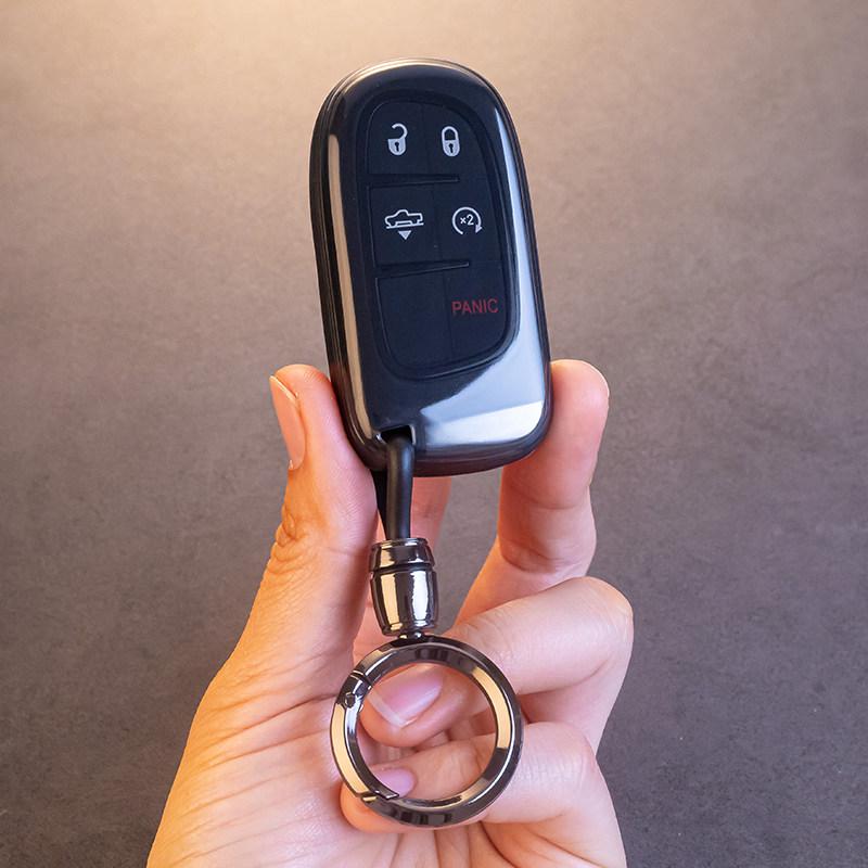Cross-border Key Cover for Jeep Cherokee, Renegade, Compass, and Grand Commander Transparent black [Single key cover]
