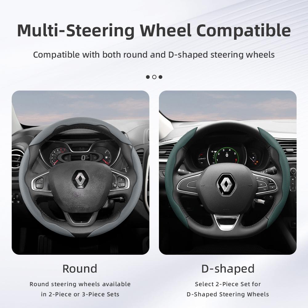 BHA1 Suitable for Renault Breathable Hole Leather Steering Wheel Cover Segmented Quick Release Design Non-Slip and Durable Megane 3 2 4 Clio4 5