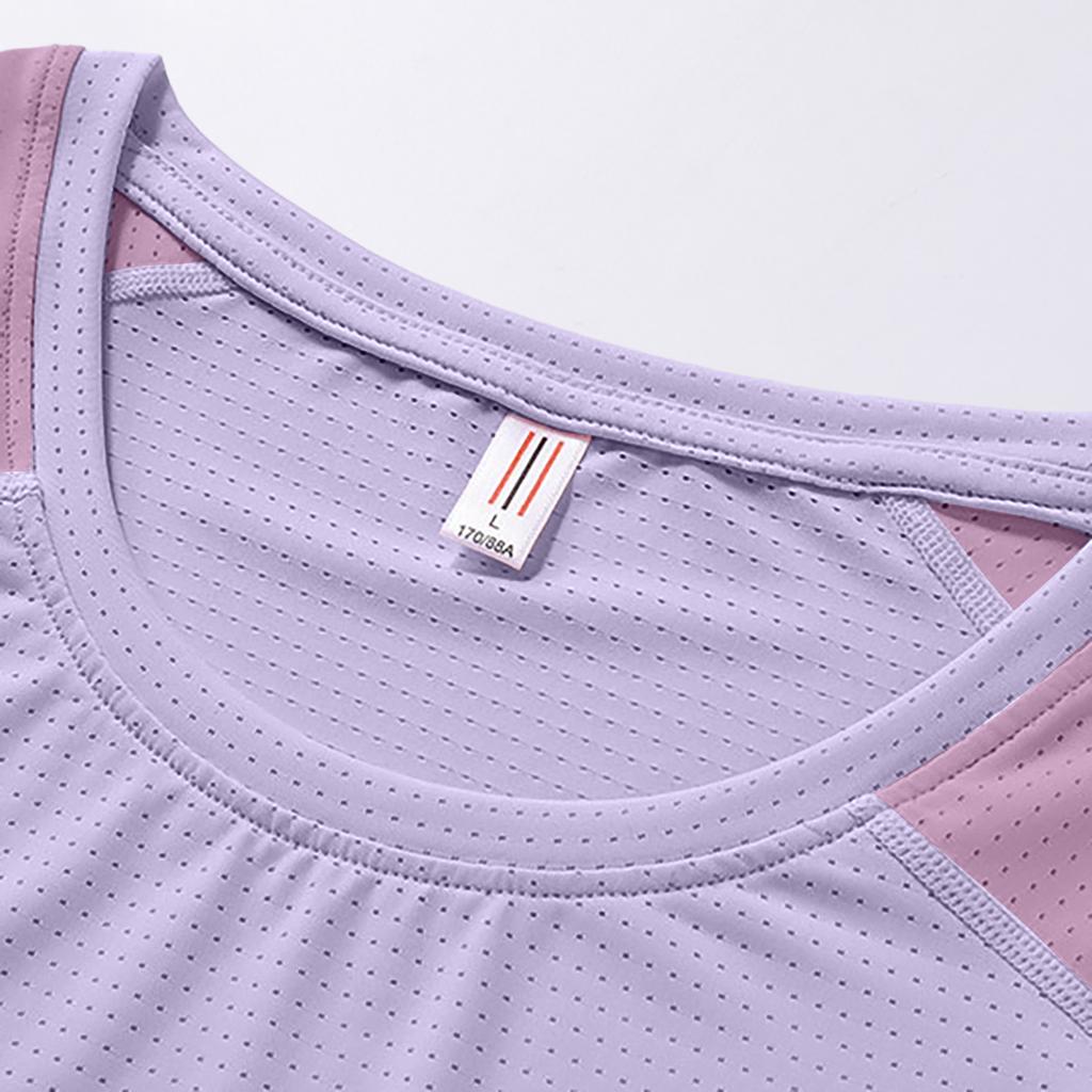Women Outdoor Sports Breathable Sweat Absorption Short Sleeve Shirt High Elastic Quick Dry Loose Fit Fitness T Shirt Suitable for Training