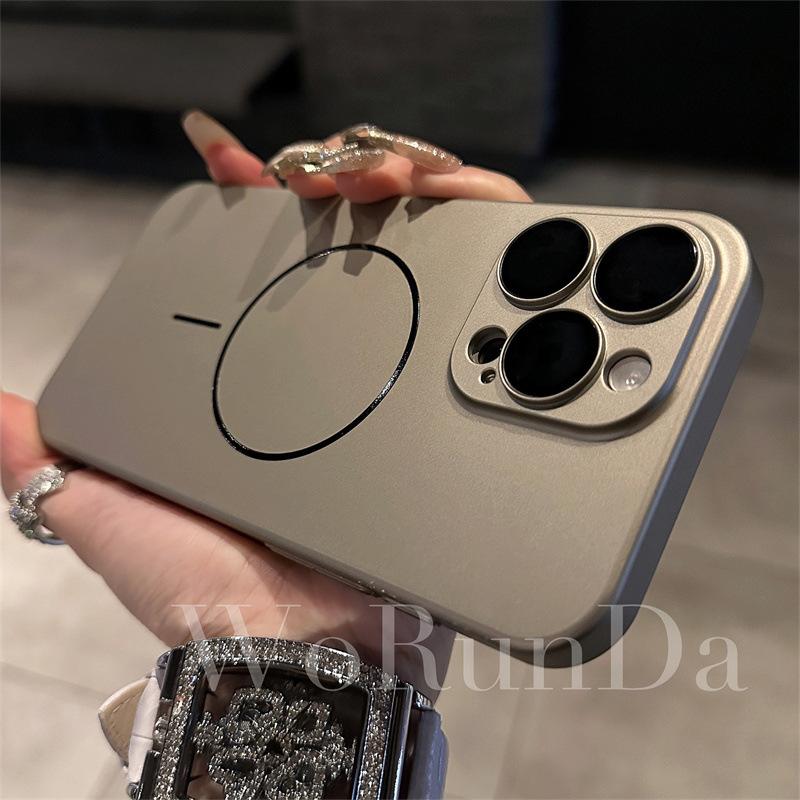 

Applicable To Apple 16promax Frosted Skin feeling Thin Circle Magnetic Suction IPhone 15 with Lens Film Premium Mobile Phone Case iPhone 12 PROMAX