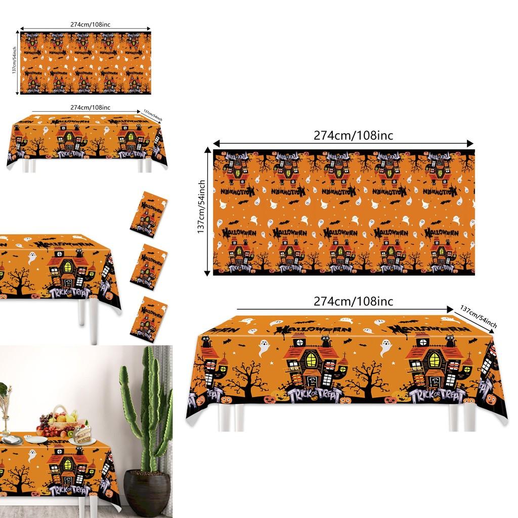 Halloween Disposable Tablecloth With Ghost And Castle Print For Party Decor
