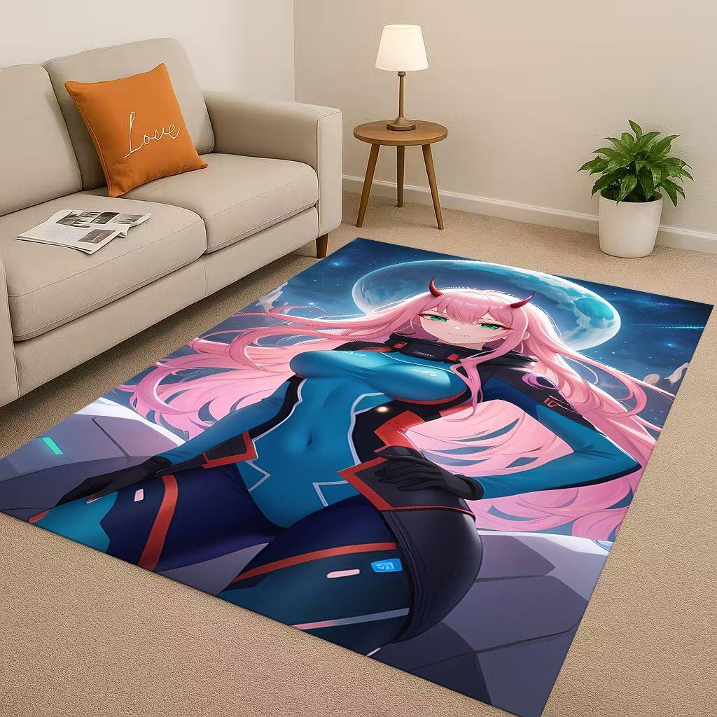 Sexy Girl Zero Two DARLING In The FRANXX Cartoon Living Room Non Slip Area Rug Carpet for Bedroom Sofa,Easy Clean Home Doormat