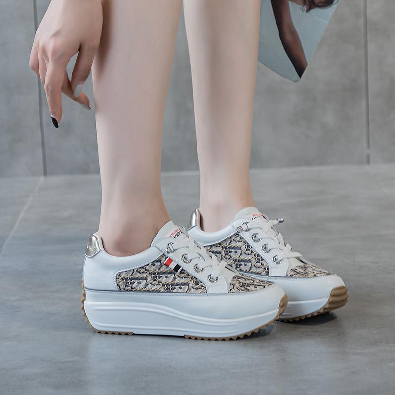 Inner height-increasing women's shoes platform muffin small leather versatile summer casual muffin large size small white shoes women's board shoes