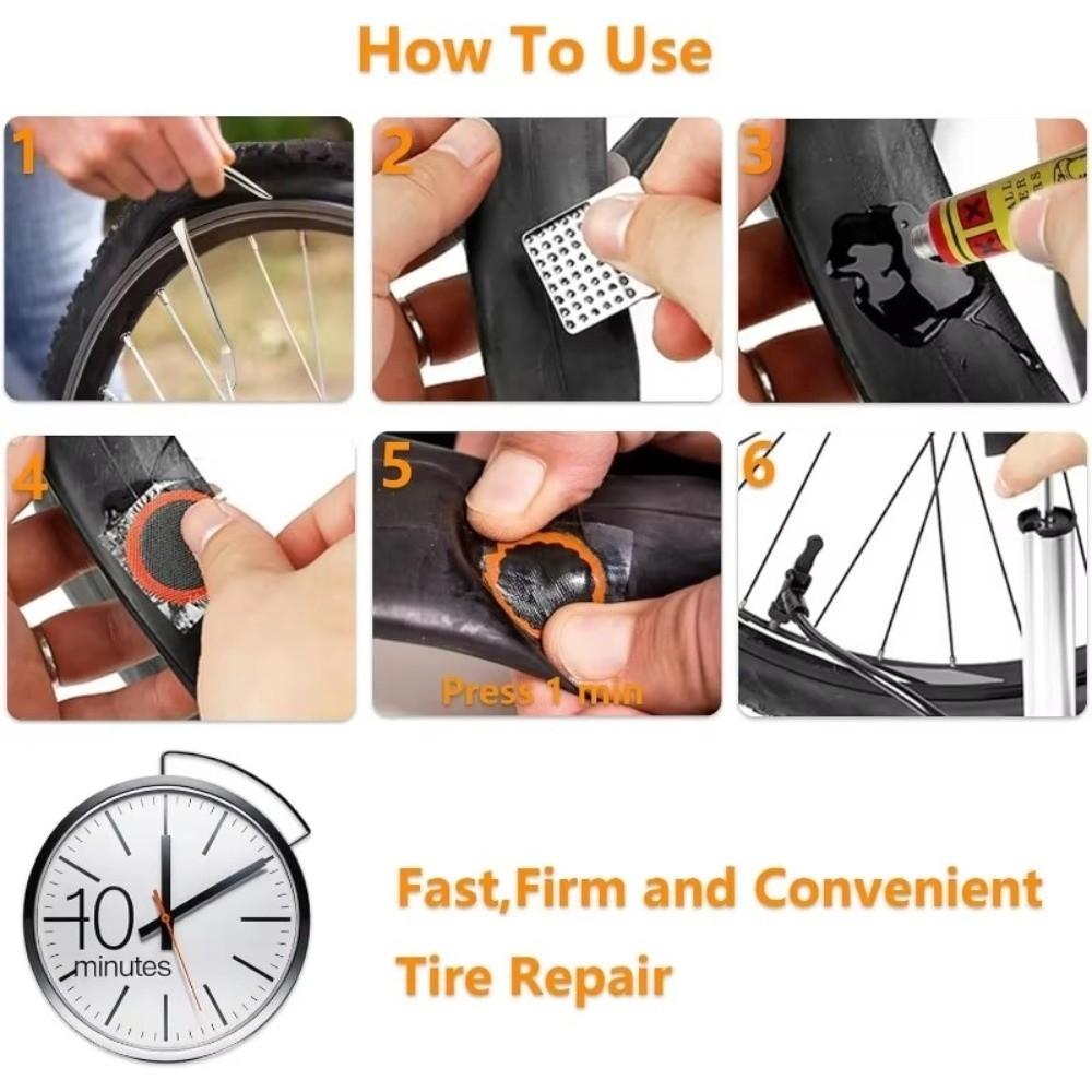 DIY Bike Tire Repair Kit Vulcanizing Patches Tire Patch Repair Tool Road Mountain Bicycle