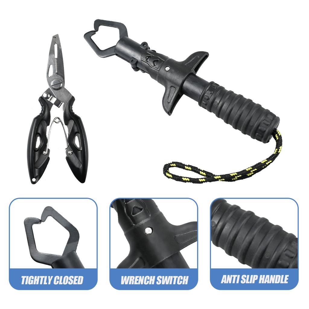 Fishing Pliers Tool Set - Metal Fish Lip Gripper with Stainless Steel Fishing Pliers, Essential Tools for Freshwater Fishing