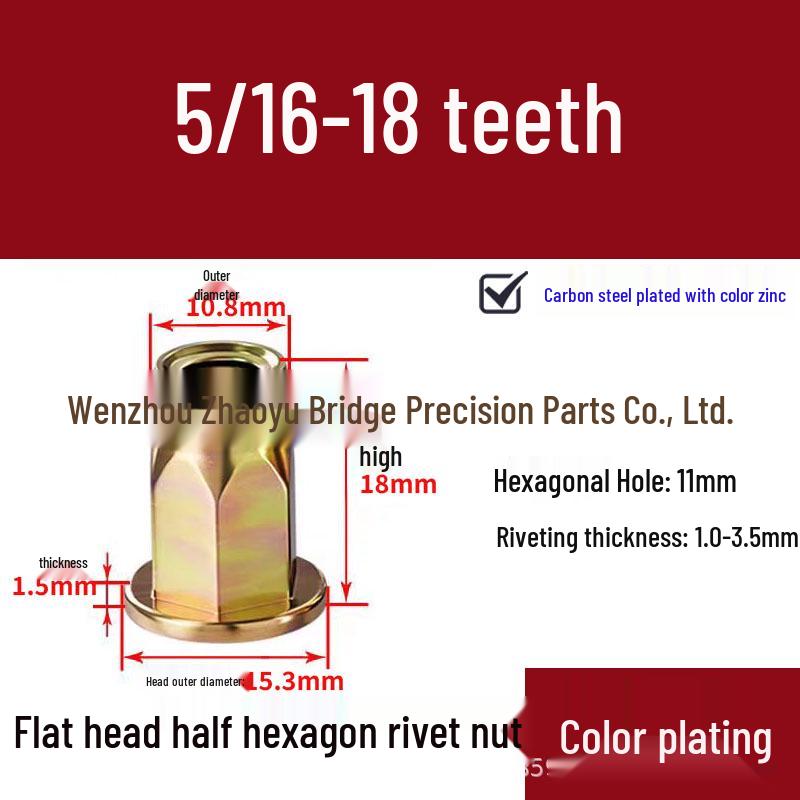 Galvanized Semi-Hex Flat Head Rivet Nut