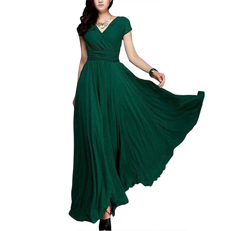 

Женское длинное формальное вечернее выпускное платье подружки невесты шифоновое бальное платье коктейльное 2XL зелёный