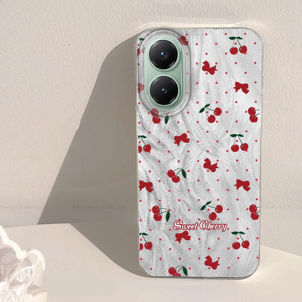 Circular Dots Cherry Fruit Feather Texture Phone Case for Xiaomi Poco X5 X7 M6 Pro X6 X3 Pro NFC C75 C71 C65 C61 M5S TPU Cover