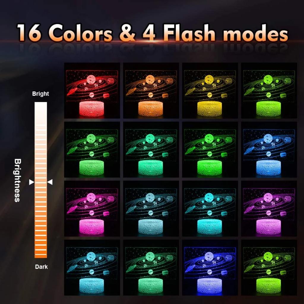 New 3D Lamp Illusion Space  Night Light   16 Colors Changing Remote Control  Decor Birthday Christmas Gifts