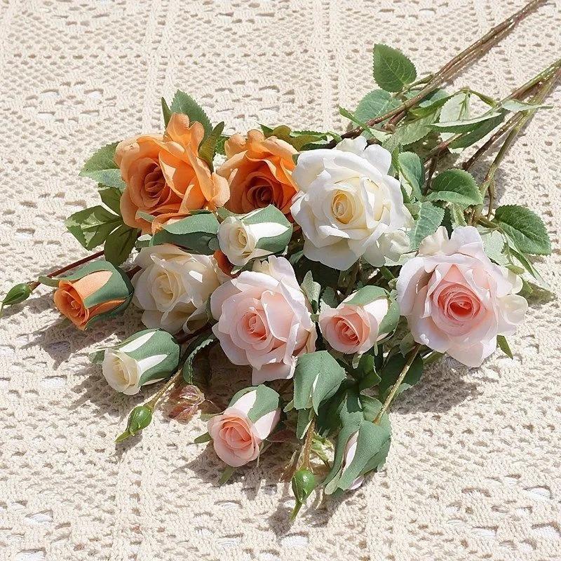 A Bouquet Of Simulated Roses, Home Living Room Decoration Flowers, Wedding Gardening Cloth Set Simulation Flowers