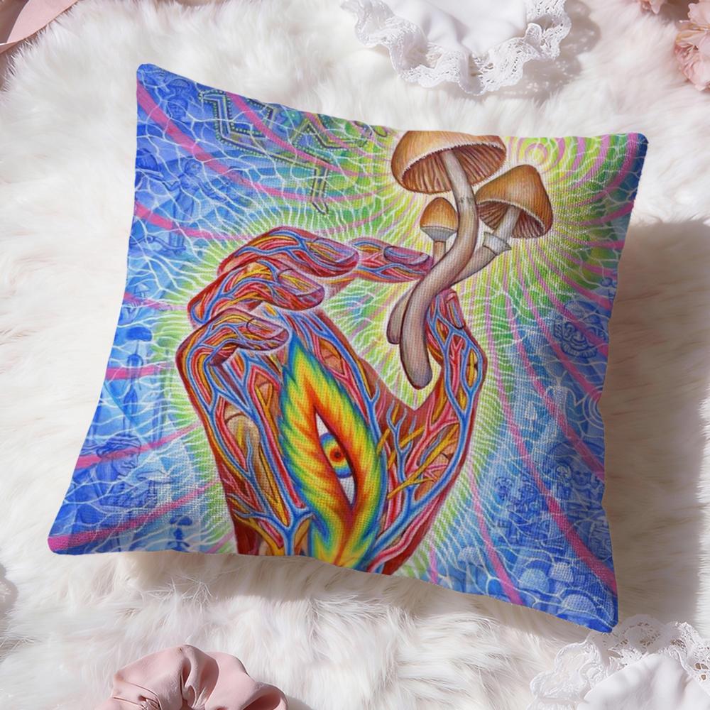 Alex Grey Trippy Psychedelic Cushion Cover Premium Comfort Reversible Pillow Cove -Two In One Design for Any Room & Car Interior
