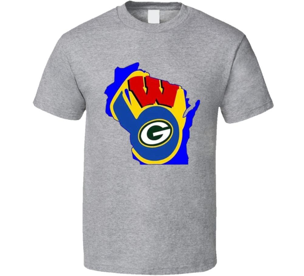 Wisconsin Sports Teams T Shirt Packers Brewers Badgers Unisex Sports T-Shirt S