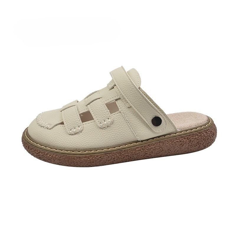 Literary and artistic women's sen'baotou sandals women's 2025 summer new two-wear thick-soled half-slippers soft-soled casual slippers