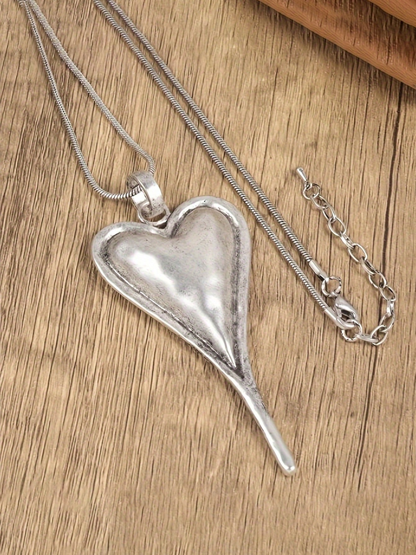 

1 шт. Богемное асимметричное колье с подвеской в виде капли воды и сердца, ретро женское украшение 1 Necklace&one-size серебряный