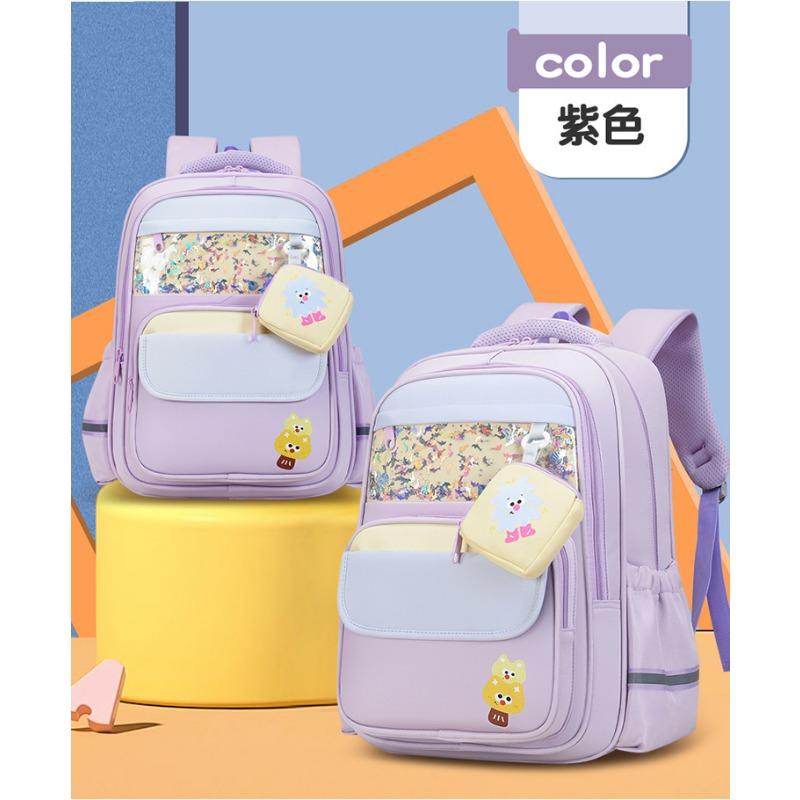 The new schoolbag is high-value, fresh and sweet, contrasting color splicing backpack, large-capacity backpack for kindergarten grade 1-3 students