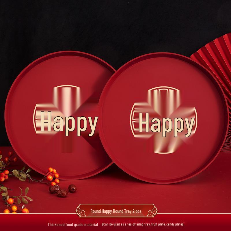 Red Wedding Toasting Tray: Tea, Fruit, Candy Dish – Wedding Supplies, Happy Tray by Wang Jin