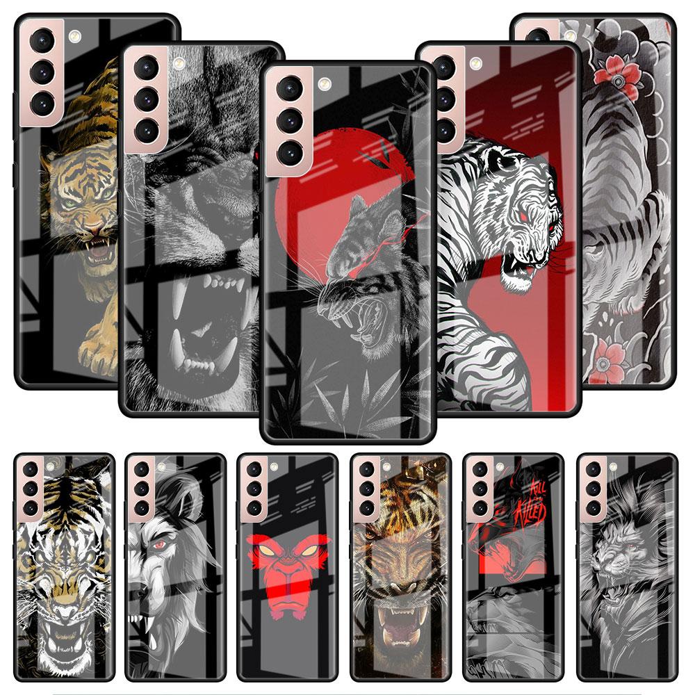 

Стеклянный чехол для Samsung Galaxy S22 S20 FE S21 5G S10 S9 Plus Note 10 20 Lite закаленный чехол для телефона Лев Волк