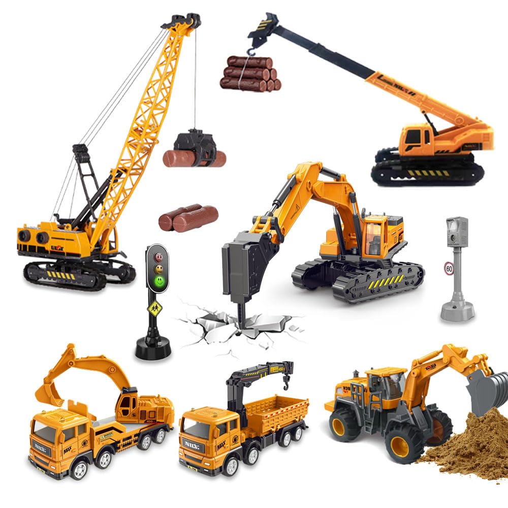 

Набор строительной техники Carecoly, Набор игрушечных строительных машин со светофором, Популярная рабочая техника, Отличный подарок на Рождество или дни рождения