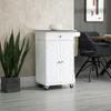 Serving Trolley Kitchen Cart on Wheels Multi-Storage 1 Drawer 2-Door Cupboard with Shelf Towel Rack White MDF Stainless Steel