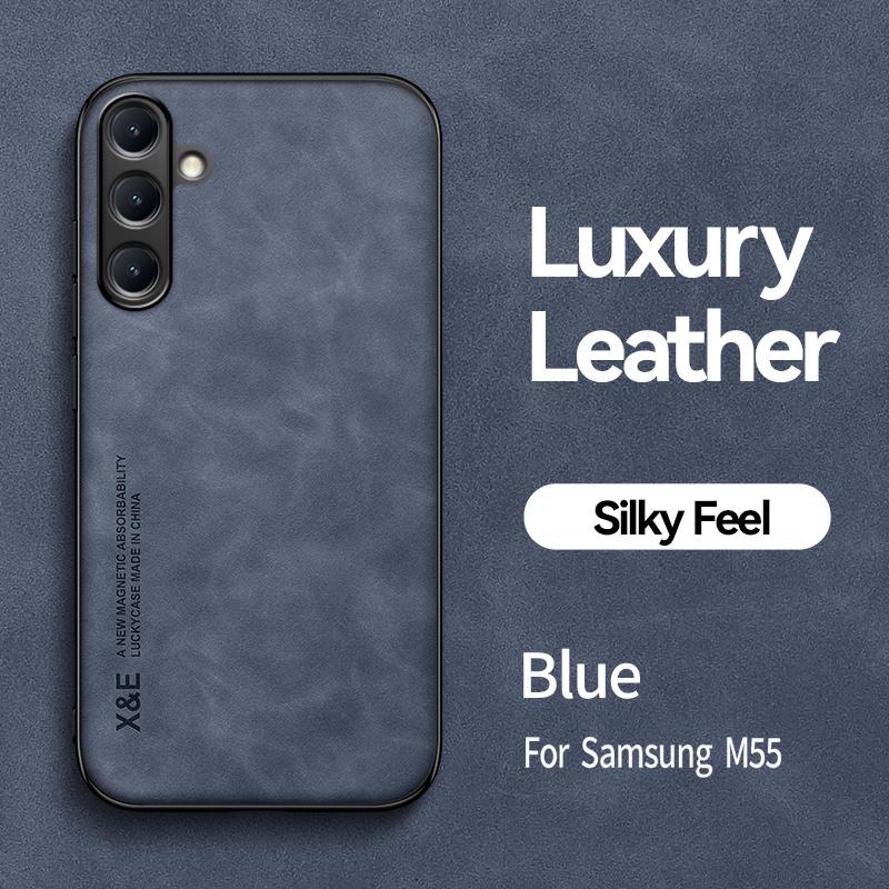 For Samsung M55 5G Case M556B 6.7" Car Holder Magnetic Leather Texture Phone Cases for Samsung Galaxy M15 5G M156B 6.5" Cover