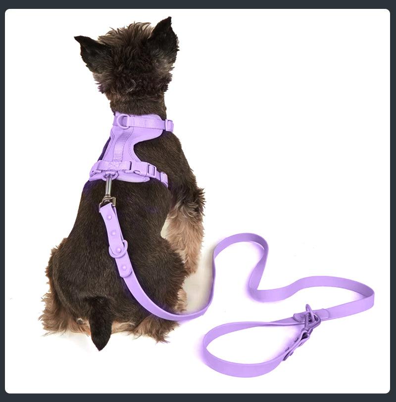 PVC Dog Leash Set 2 Hooks With Dispenser Waterproof Hands Free Dog Rope Strap Soft Adjustable Dog Vest Collar Matching Leashes