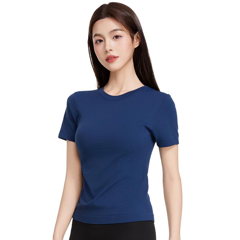 Sports Short Sleeved Round Neck T-Shirt For Women, New Style For Running, Fitness, Slimming, Slimming, Breathable Yoga Short Sleeved Top For Women