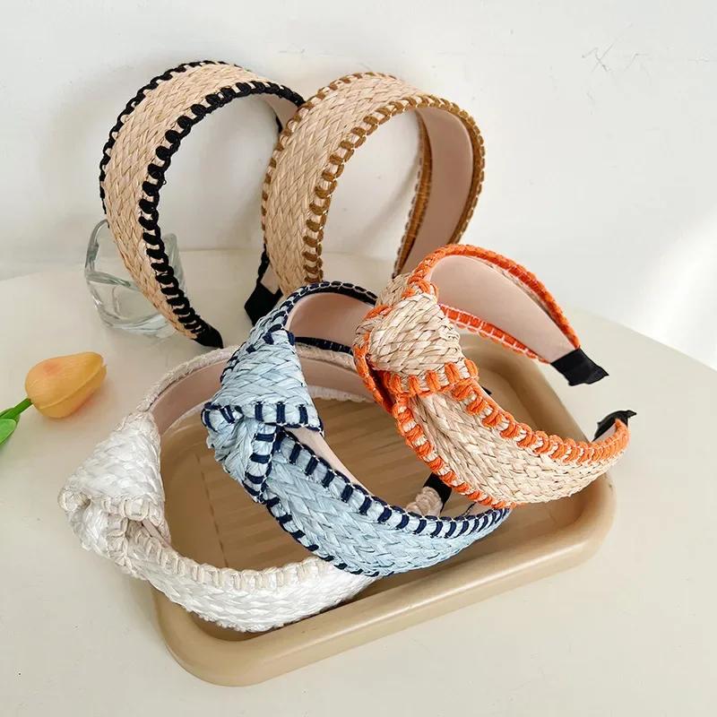 Wide-Brimmed Straw Headband  Bohemian Hair Band Elegant Graceful    Diademas Para El Pelo Mujer Trendy Headband for Women
