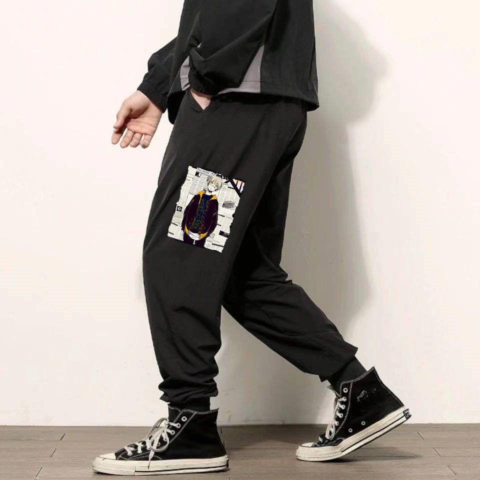 Men's Plus Size Summer Casual Black Harem Sports Pants - Loose, Trendy, Thin