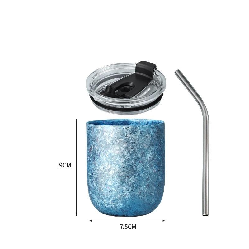 

260/360ML Eggshell Cup Double Layer Pure Titanium Heat Insulation Anti-scald Antibacterial and Mildew Household U-shaped Mug 1set