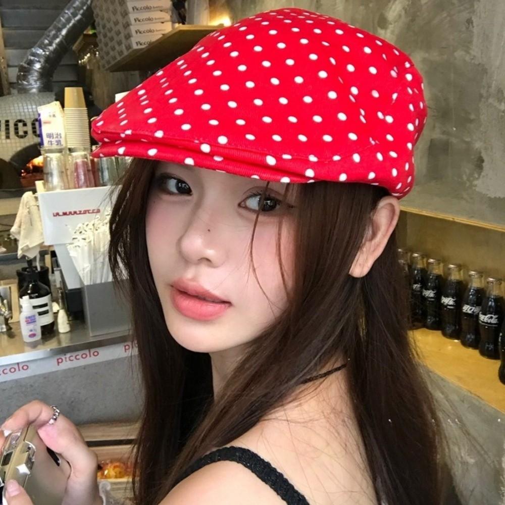 Versatile Polka Dot Print Hats Retro Bonnet Y2K Forward Hats  for Women