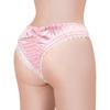 LittleForBig Unisex Satin Lace Panties with Romantic Heart-Shaped Lock, Ruffle Elastic, Smooth, Shiny, and Stretchy, Pink, 4XL